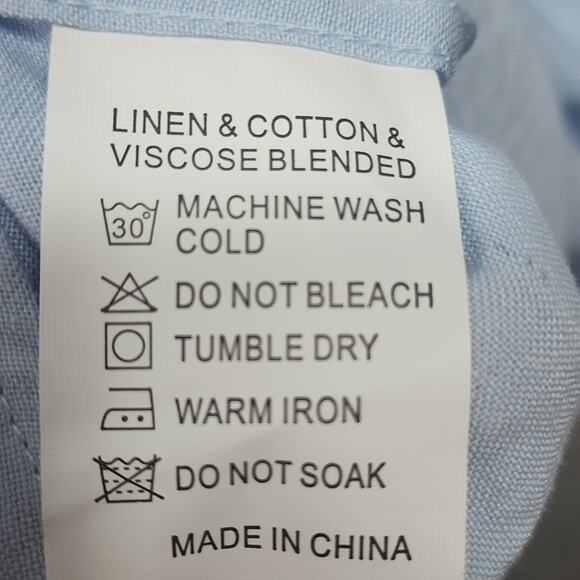 NWT Sedyrak Mens Dress Shirt 2XL Blue Linen Blend Short Sleeve Button Down Soft - Picture 10 of 12